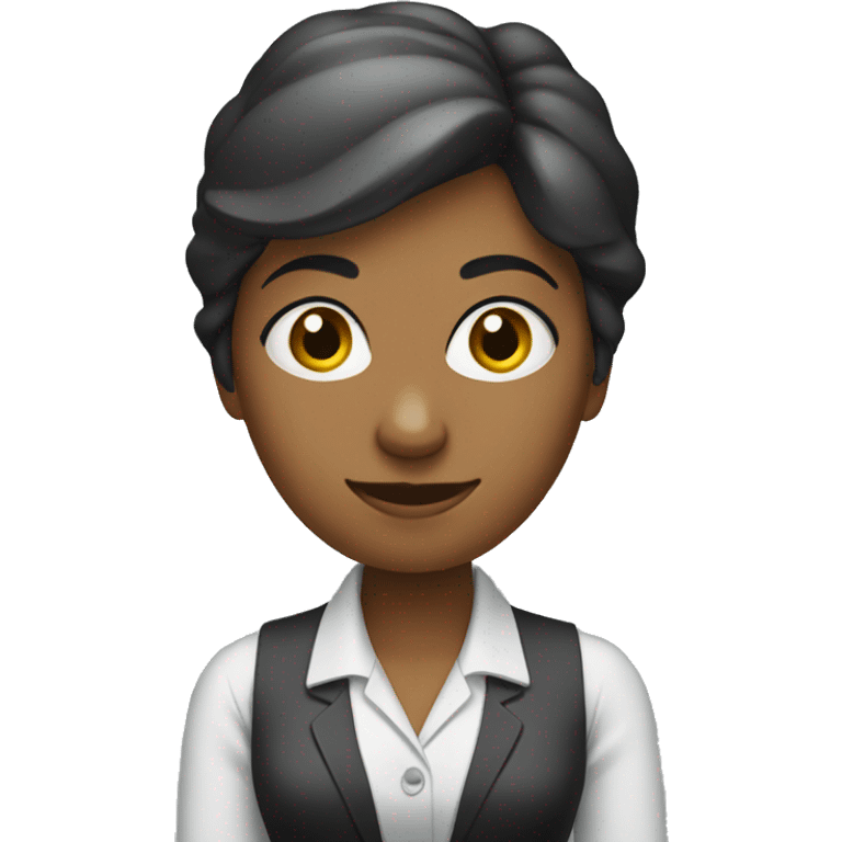 Lady accountant standing with folding hands emoji