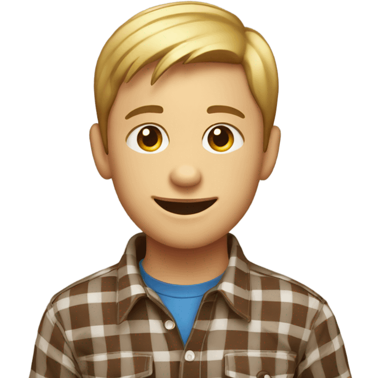 smiling boy in plaid shirt emoji