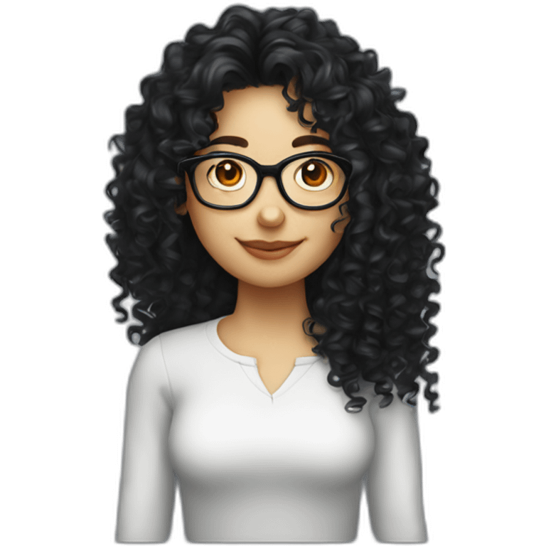 long black curly hair glasses caucasian emoji