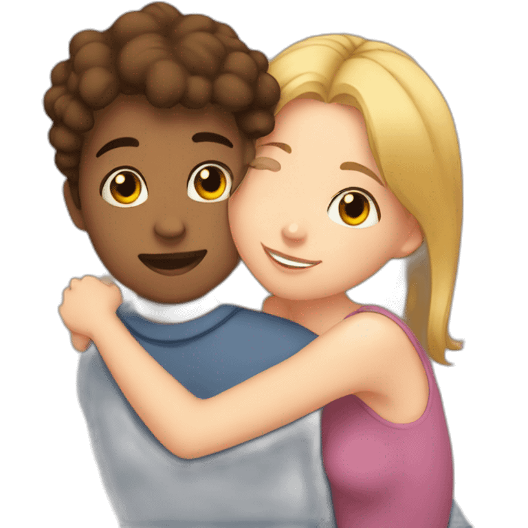 Girl cuddling boy emoji