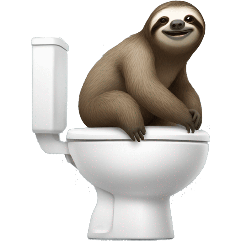 Sloth sitting on toilet with the toilet seat up emoji