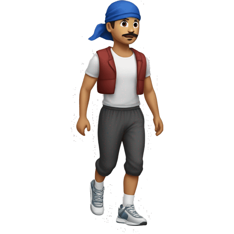 metis man, little moustache, durag, jogging, full body emoji