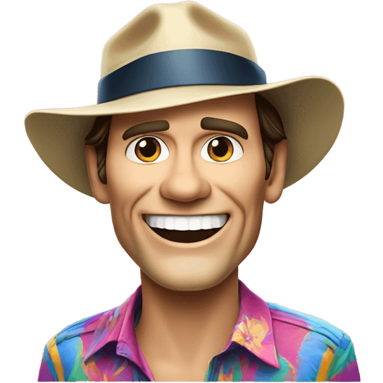 jim carrey face at the beach shirt and hat tour guide look emoji