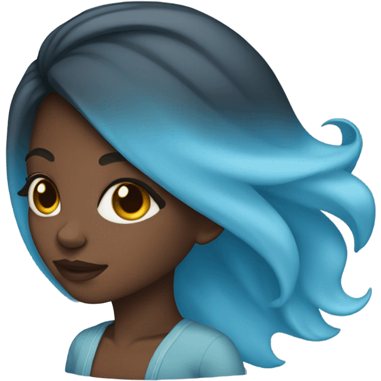 Black girl with sky blue hair emoji