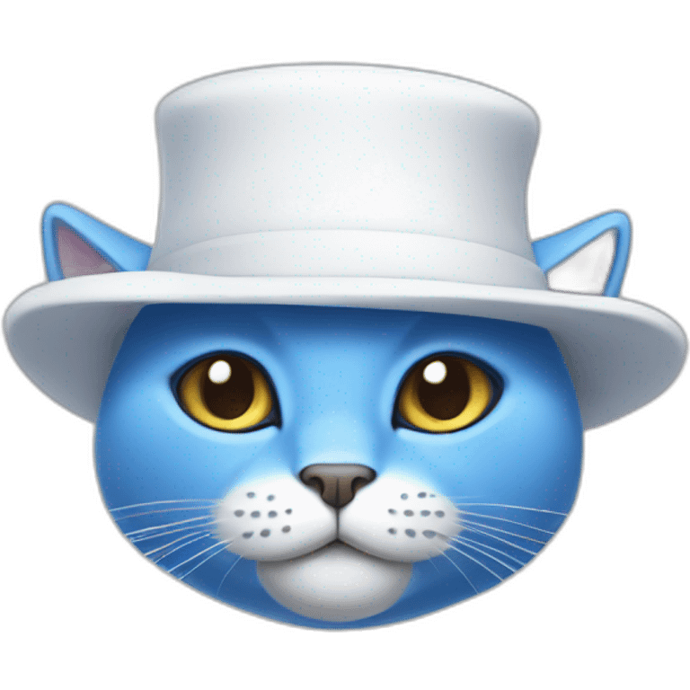 Blue cat with white dress and white hat emoji