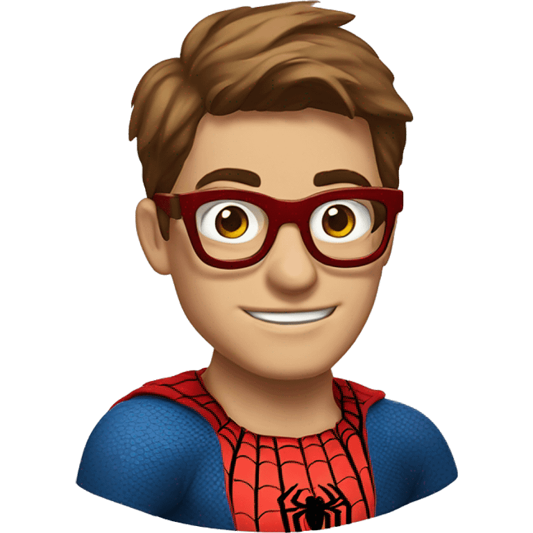 spider-man wearing nerd glasses over spider-man mask emoji