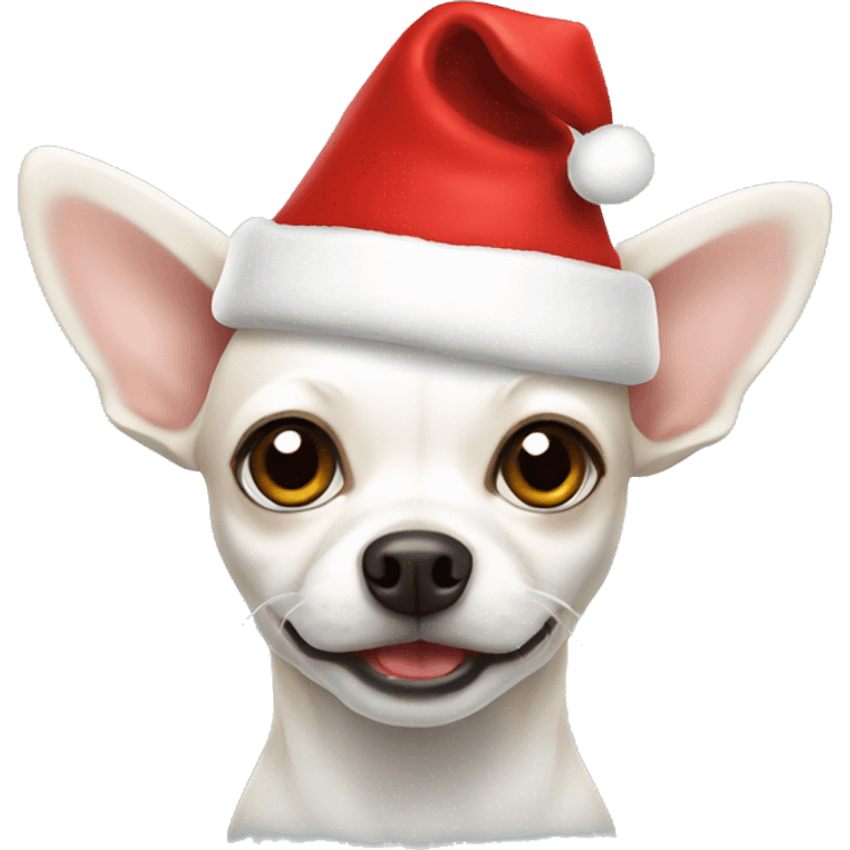 White Chihuahua Christmas hat emoji