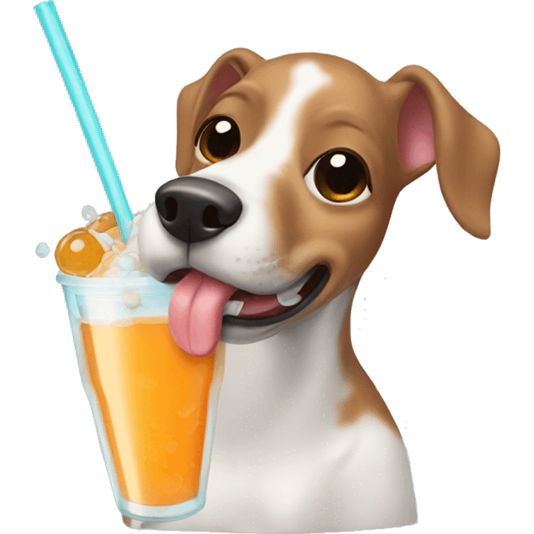 weenier dog drinking boba emoji