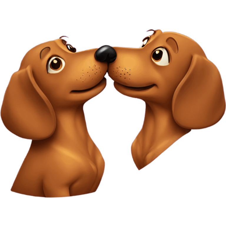 Two Wiener dog kissing emoji