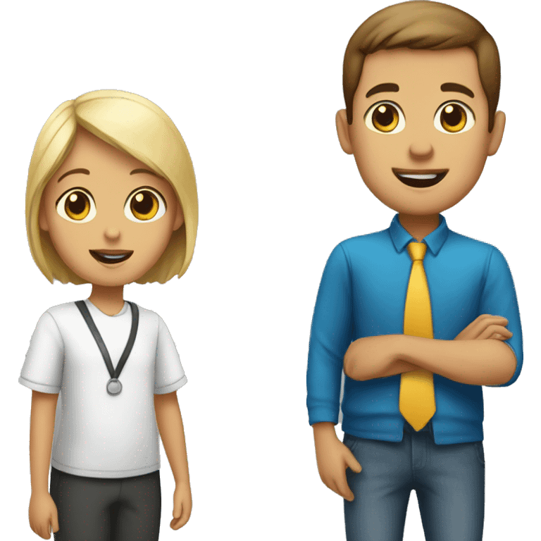 A child and a teacher emoji