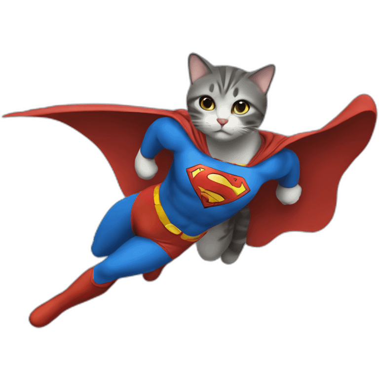 flying cat wearing superman costume emoji