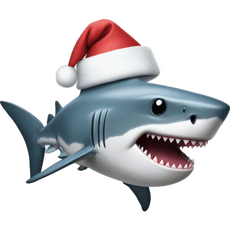 Shark with a Santa hat emoji