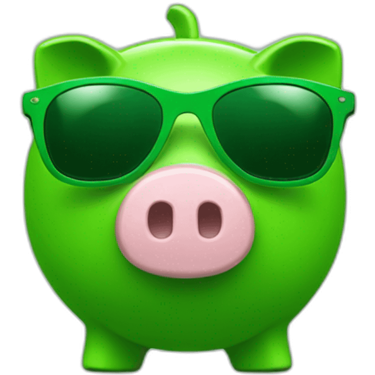 green piggybank with green sunglasses emoji