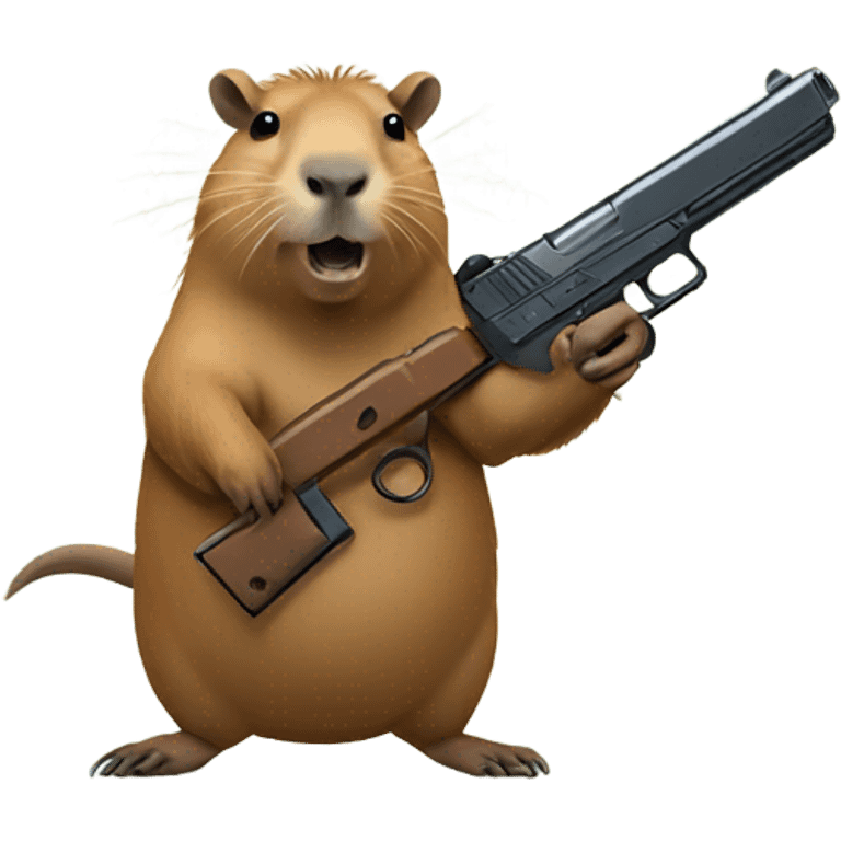 Capybara with a pistol emoji