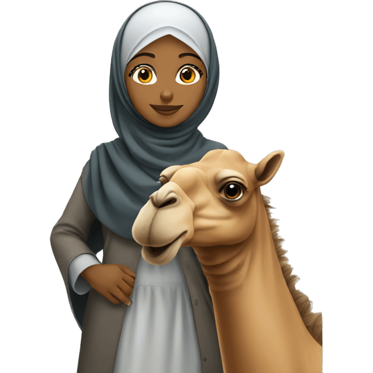 Hijab girl with a camel  emoji