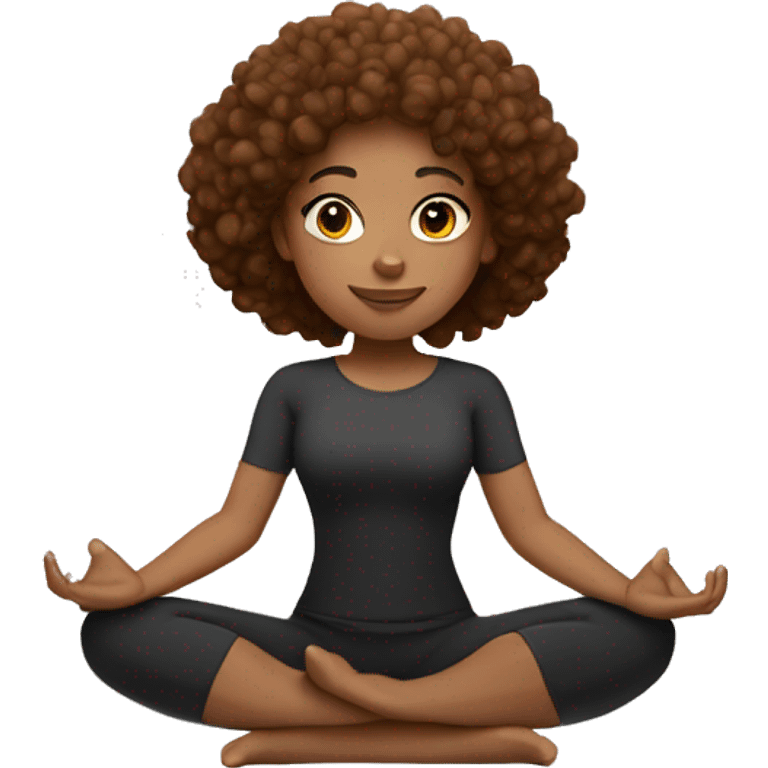 light skin black girl with brown curly hair in fire log yoga pose emoji