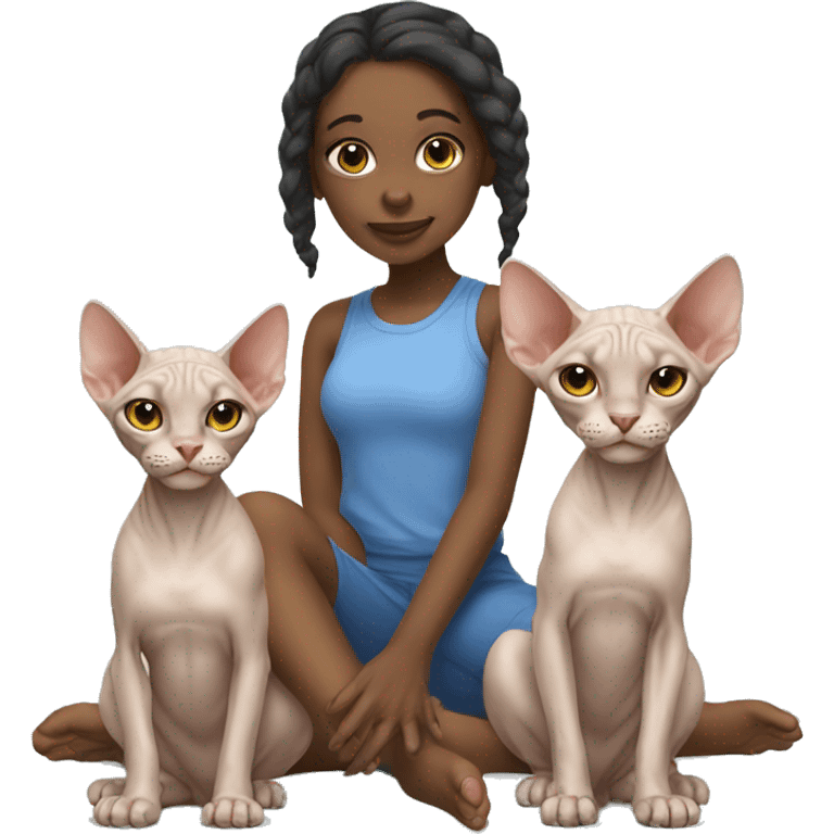 Girl with two sphynx  emoji