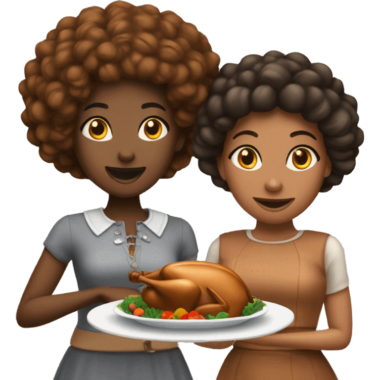 2 female african american bestfriends at thanksgiving  emoji