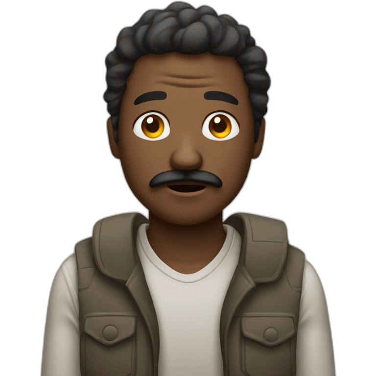 Generate an image of an African man emoji with a tired expression and a distinctive mustache, capturing a sense of weariness or fatigue emoji