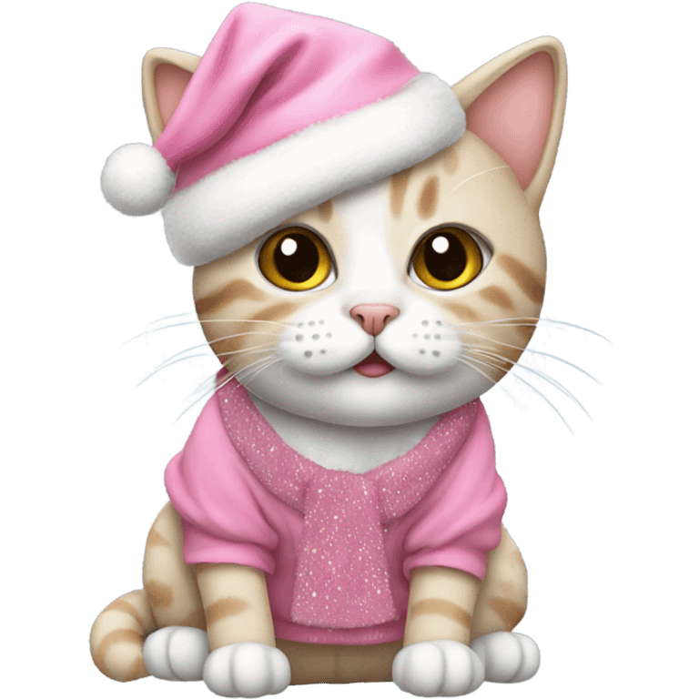 cute cat wearing christmas clothes pink emoji