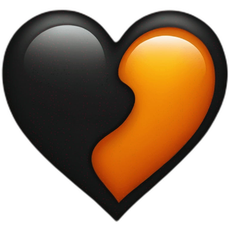 Half black and orange heart emoji