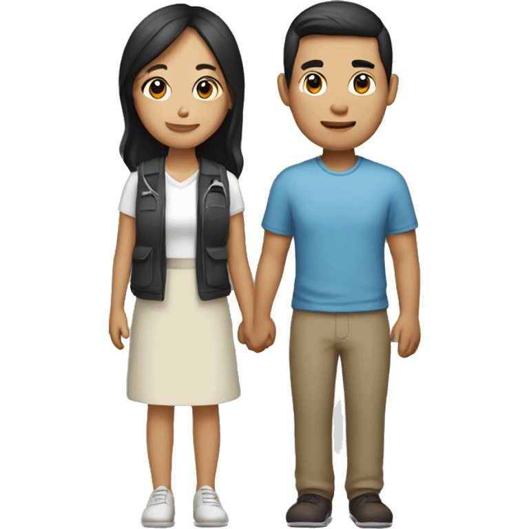 A half white half Asian couple traveling  emoji