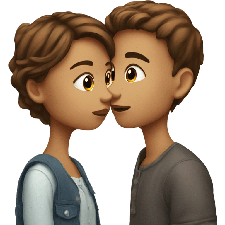 boy Kissing Brown hair girl emoji