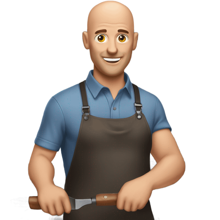 a bald guy grilling steak emoji