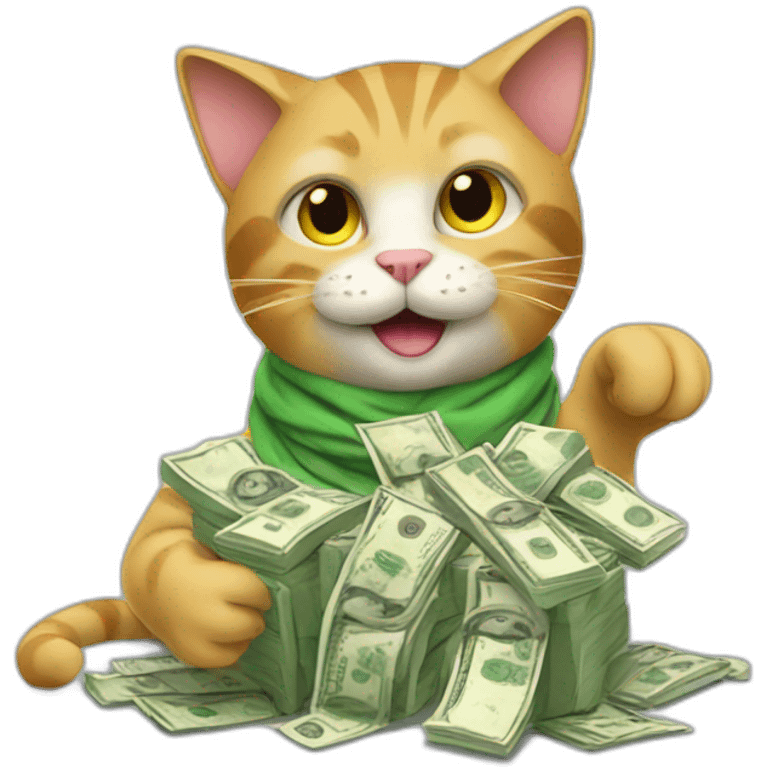 Cat doing money with pc emoji