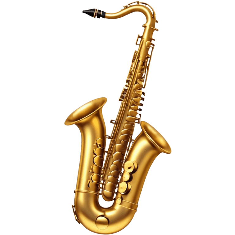 Cinematic Realistic Saxophone, smooth, curving golden brass body, intricate keywork reflecting soft warm light, rich patina adding character, glowing with a jazzy and atmospheric presence. emoji