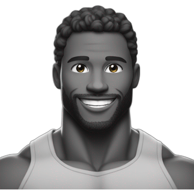 Giga Chad smiling black and white musculation meme a little from profile emoji