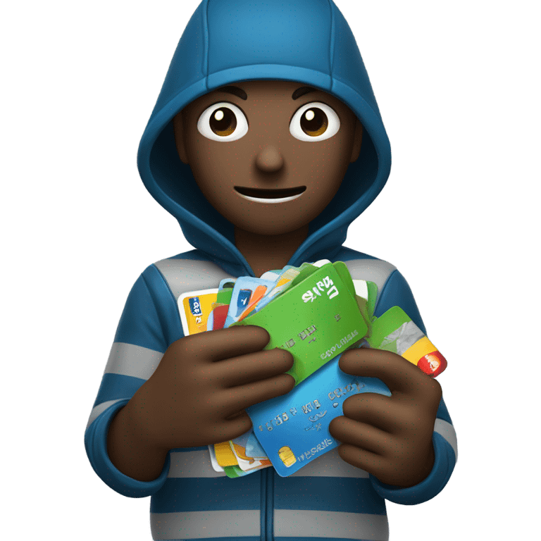 a robber with credit cards and gift cards emoji