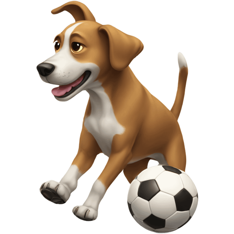 Dog playing soccer emoji