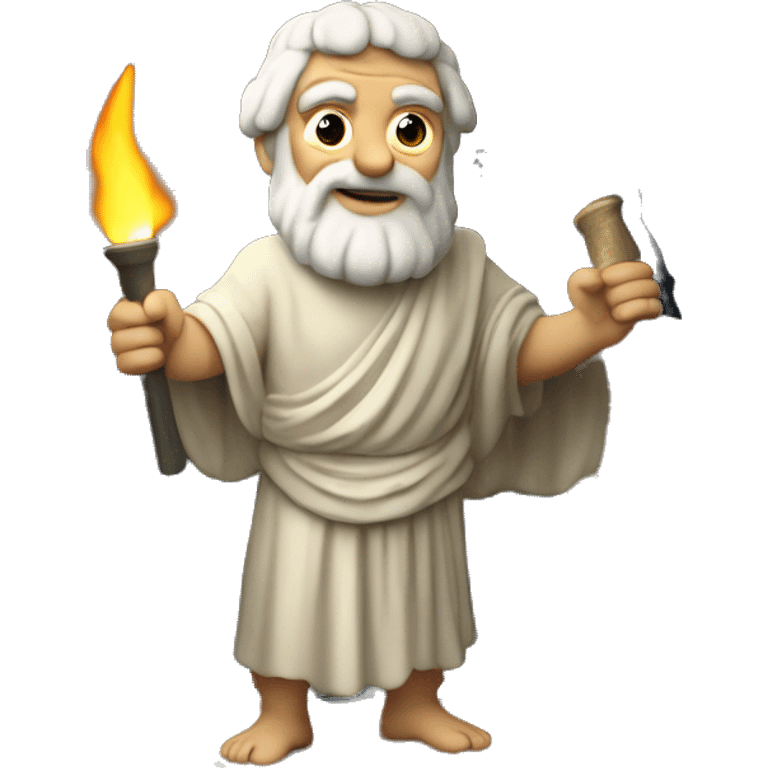 greek philosopher plato handing a torch in cave emoji