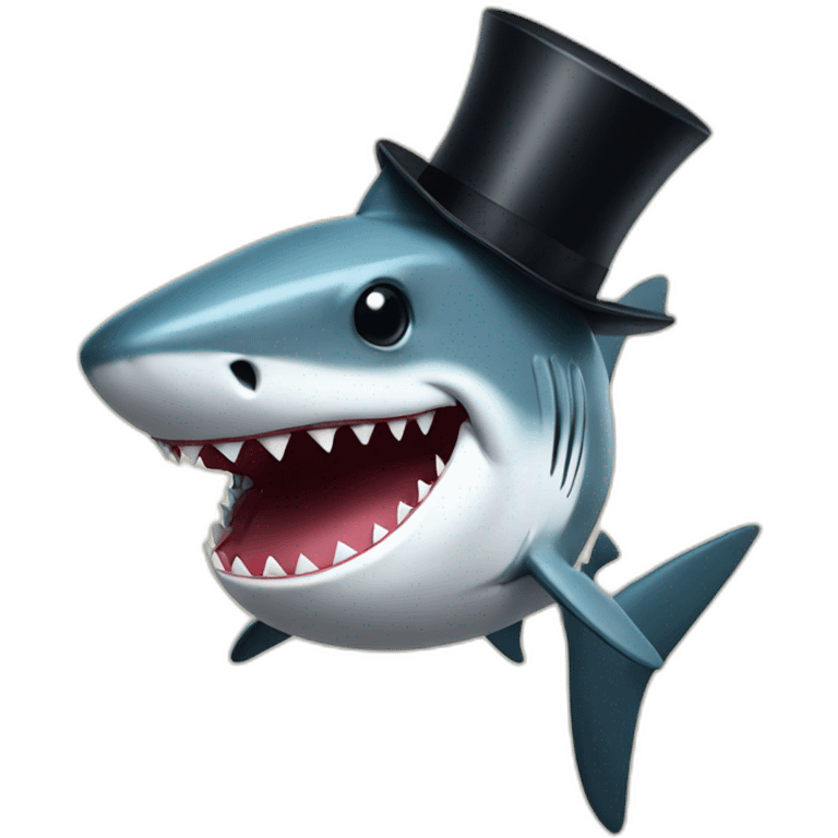 Shark with a top hat emoji