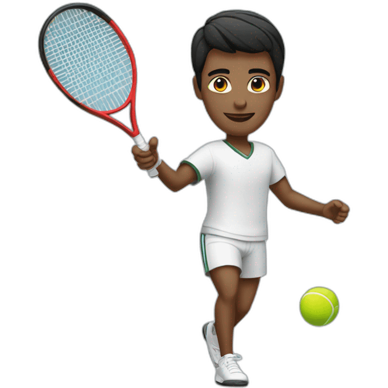 Emir with short black hair playing tennis emoji