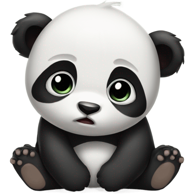 Sad baby panda missing big panda emoji