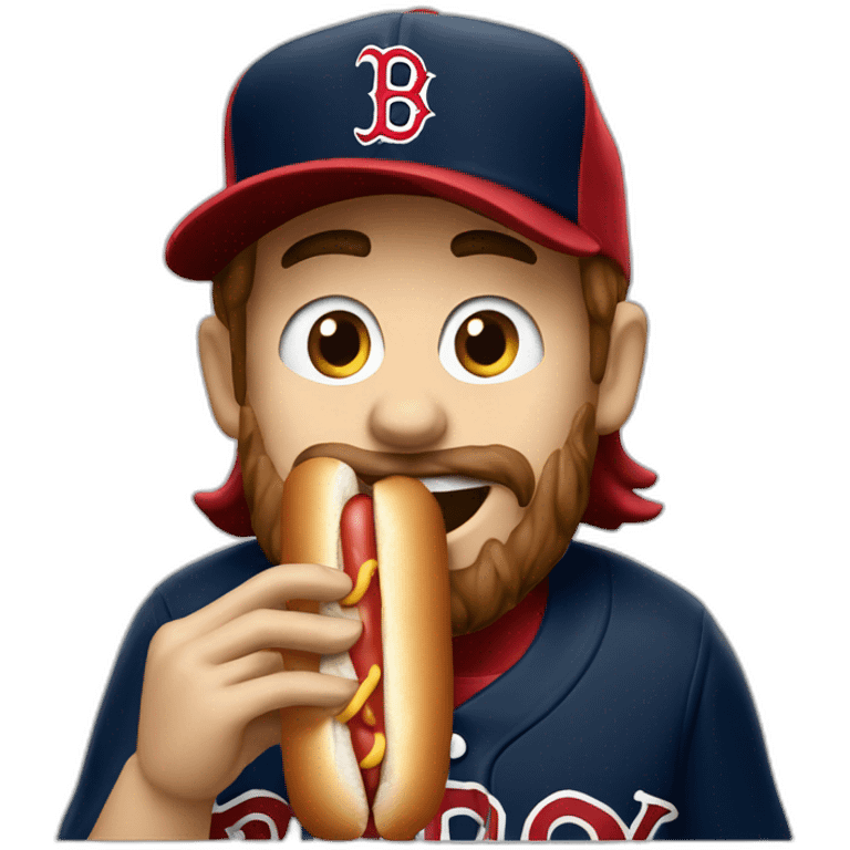 Red Sox fan eating a hot dog emoji