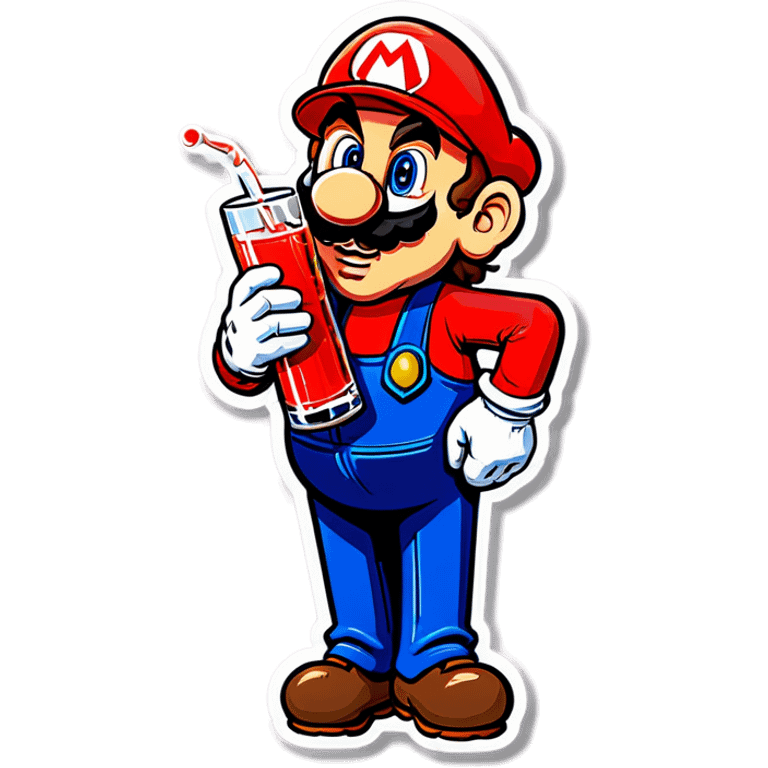 Mario drinking vodka small size emoji