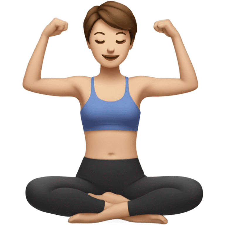 Woman with short brown hair doing Pilates exercises  emoji