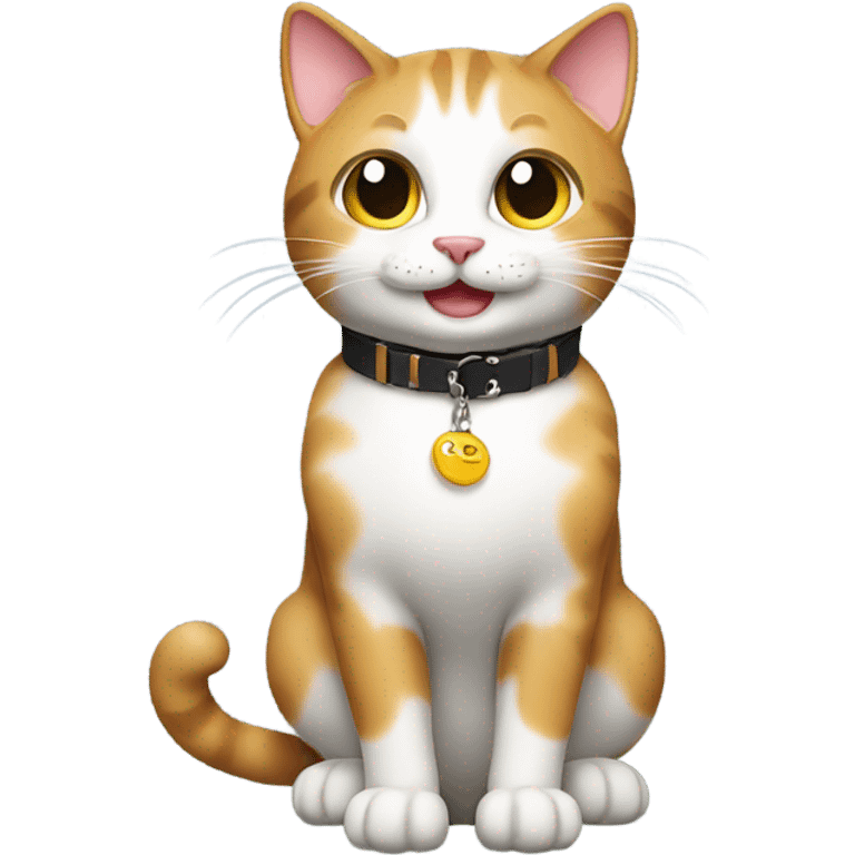 Happy cat, full body cat, cat collar, half side perspective emoji