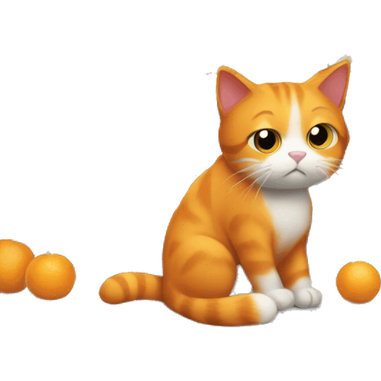 An orange cat sad putting items on a shelf in a grocery store emoji