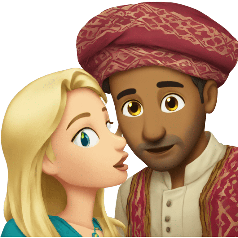 Moroccan man kisses a blonde girl emoji