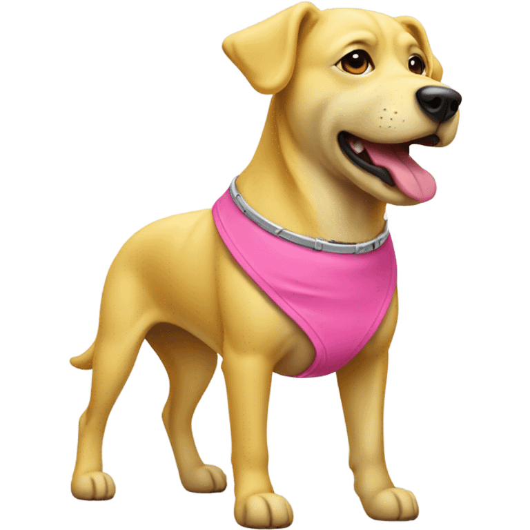 Blind yellow dog with a pink collar emoji