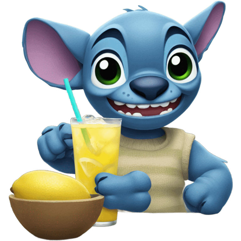 Stitch drinking lemonade emoji