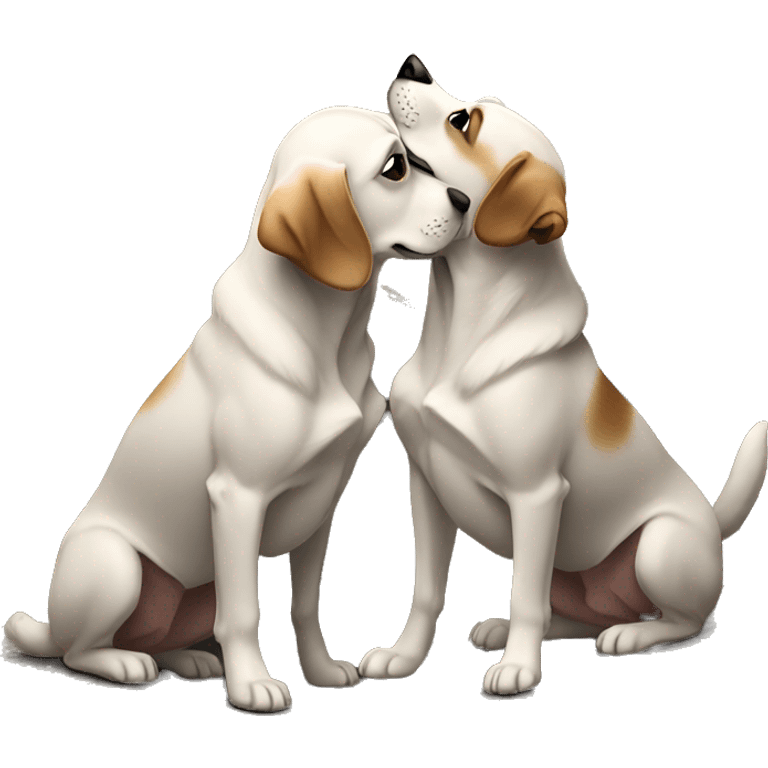 Two dogs kissing on mountain  emoji