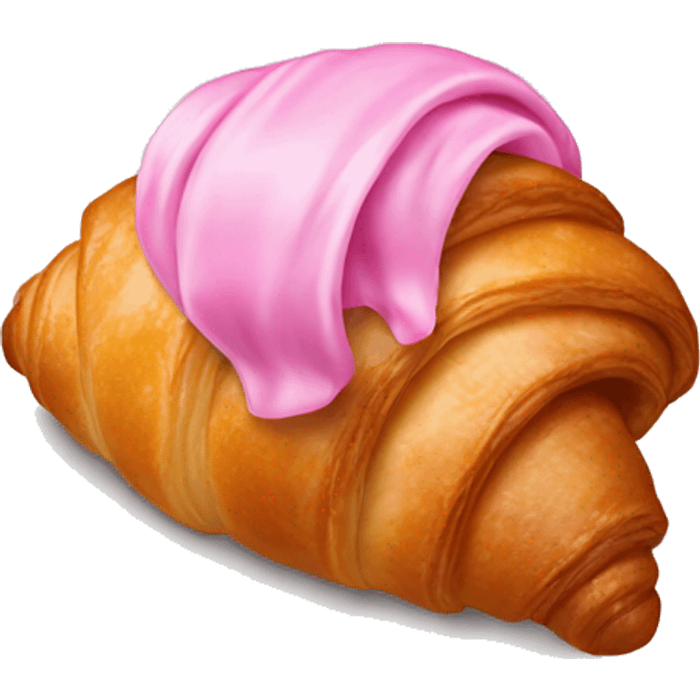 Realistic croissant with pink chocolate  emoji