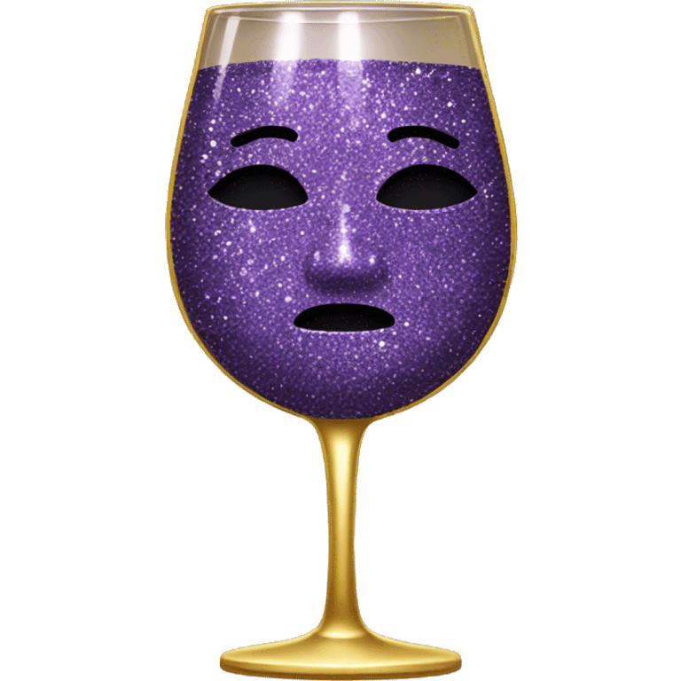 Glitter wine glass no face emoji