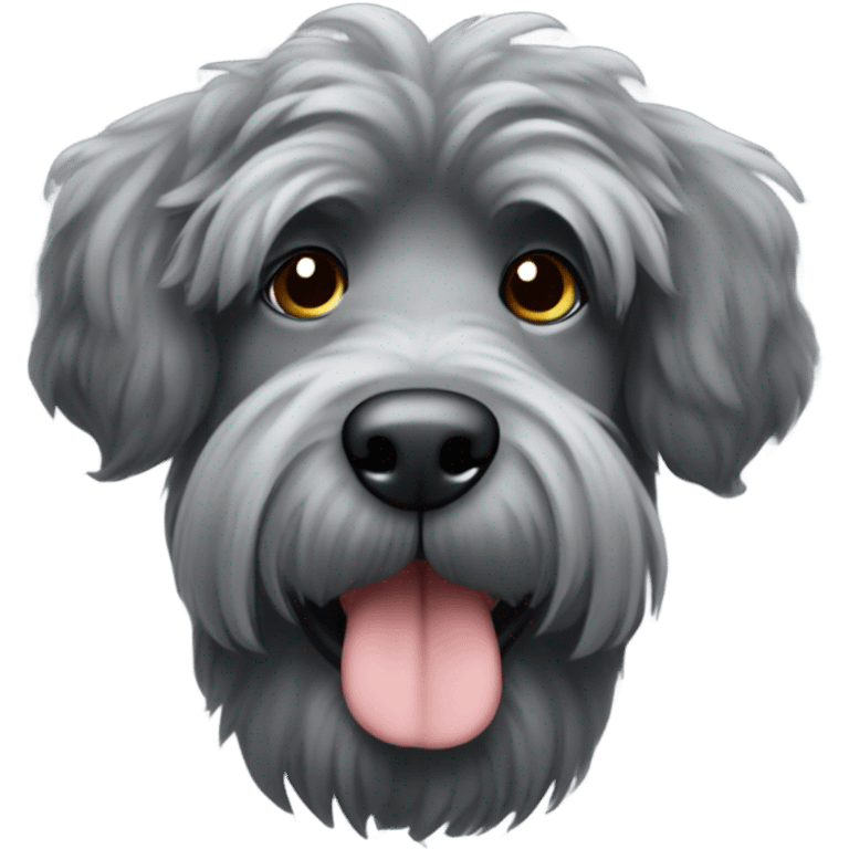 Gray bouvier des Flanders with cropped ears emoji