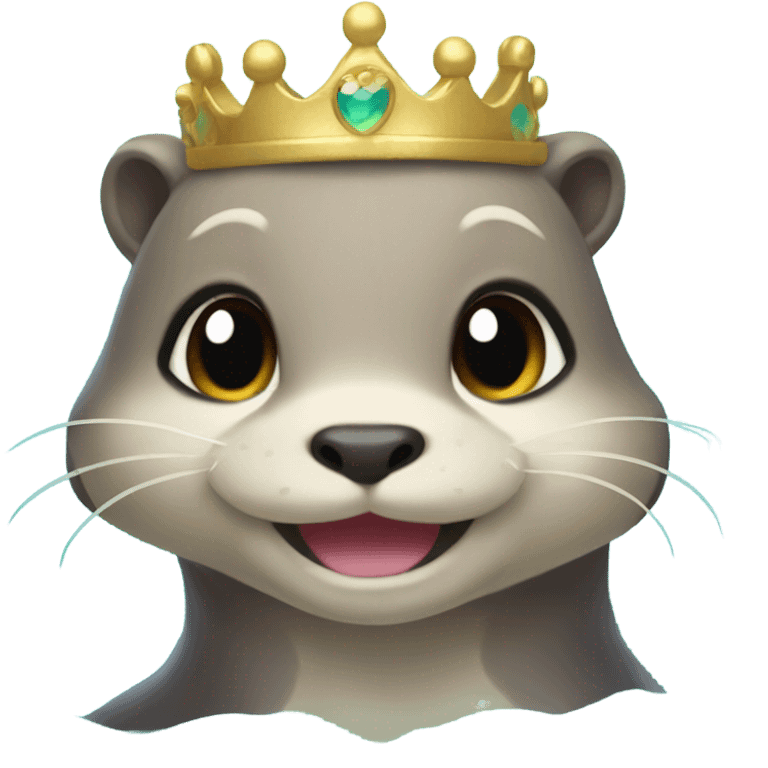 A cute and happy-looking otter face as a mermaid princess. emoji